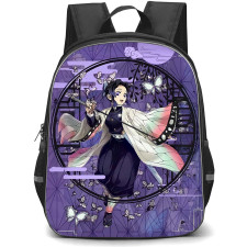 Demon Slayer Shinobu Kocho Backpack StudentPack - Shinobu Kocho Purple Abstract Background