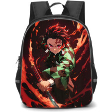 Demon Slayer Tanjiro Kamado Backpack StudentPack - Tanjiro Kamado Flaming Sword Illustration