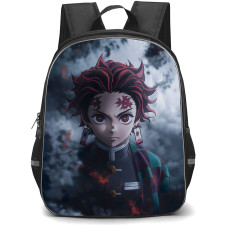 Demon Slayer Tanjiro Kamado Backpack StudentPack - Tanjiro Kamado Serious Face Clouds Background