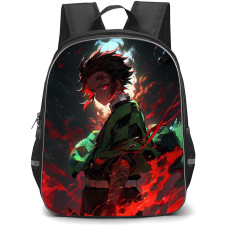 Demon Slayer Tanjiro Kamado Backpack StudentPack - Tanjiro Kamado Side Portrait Glowing Eyes