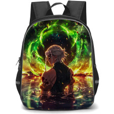 Demon Slayer Uzui Tengen Backpack StudentPack - Uzui Tengen Back Portrait Green Sphere Background