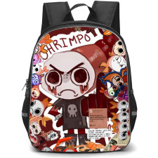 Dandys World Shrimpo Backpack StudentPack - Shrimpo Standing Illustration On Many Small Shimp Background