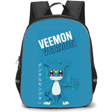 Digimon Veemon Backpack StudentPack - Veemon Waving Portrait In Blue Background Poster