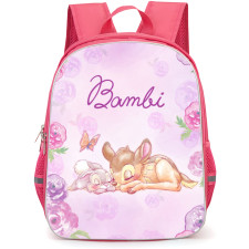 Bambi Backpack StudentPack - Bambi And Thumper Cute Pink Flower Drawing Poster