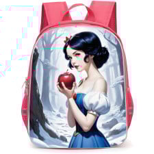 Snow White Backpack StudentPack - Hold Apple In Snow Background