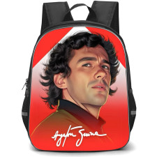 F1 Formula One Ayrton Senna Backpack StudentPack - Ayrton Senna Portrait Painting On Red Background