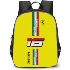F1 Formula One Charles Leclerc Backpack StudentPack - Charles Leclerc 16 Ferrari One Dream One Team Sticker On Yellow Background