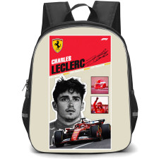 F1 Formula One Charles Leclerc Backpack StudentPack - Grayscale Design Poster