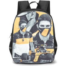 F1 Formula One Esteban Ocon Backpack StudentPack - Grayscale and Yellow Poster