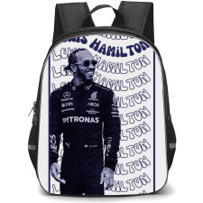 F1 Formula One Lewis Hamilton Backpack StudentPack - Lewis Hamilton Standing On Word Art Background Grayscale Poster