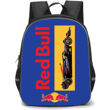 F1 Formula One Redbull Backpack StudentPack - Redbull Logo And F1 Card On Blue Background