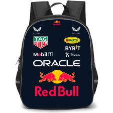 F1 Formula One Redbull Backpack StudentPack - Redbull Logo With Sponsored Companies Logo On Black Background