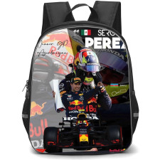 F1 Formula One Sergio Perez Backpack StudentPack - White and Black Shadow Poster