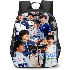 F1 Formula One Yuki Tsunoda Backpack StudentPack - Collage Art Black Background