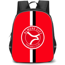 Almere City Backpack School Bag StudentPack - Logo In Black And White Red Stripe Background Football Club