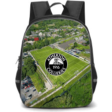 Atherton Collieries Football Club Backpack School Bag StudentPack - Atherton Collieries Football Club With Logo Pitch Background
