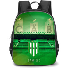 Club Atletico Banfield Backpack School Bag StudentPack - Club Atletico Banfield Stadium With Logo Diagonal Stripe Green Effect