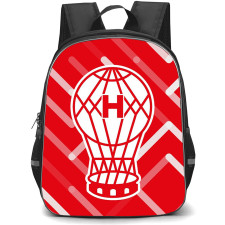 Club Atletico Huracan Backpack School Bag StudentPack - Club Atletico Huracan Logo with Diagonal Line Pattern Red Background