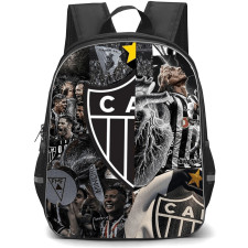 Clube Atletico Mineiro Backpack School Bag StudentPack - Clube Atletico Mineiro Logo with Vertical Stripe Grid Collage