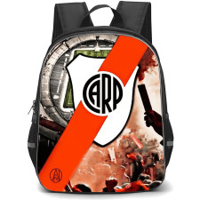 Club Atletico River Plate Backpack School Bag StudentPack - Club Atletico River Plate Stadium with Red Flares and Flags with Logo Diagonal Red Stripes