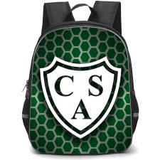 Club Atletico Sarmiento Backpack School Bag StudentPack - Club Atletico Sarmiento Logo with Hexagonal Pattern Effect