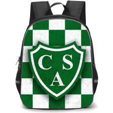 Club Atletico Sarmiento Backpack School Bag StudentPack - Club Atletico Sarmiento Logo with Checker Pattern Background