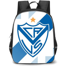 Club Atletico Velez Sarsfield Backpack School Bag StudentPack - Club Atletico Velez Sarsfield Logo with Geometric Diagonal Stripe Blue Effect