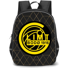FK Bodo Glimt Backpack School Bag StudentPack - Logo In Gray And Gold Pattern Background