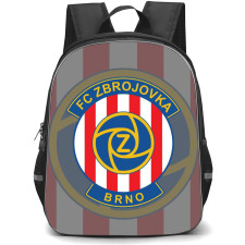 FC Zbrojovka Brno Backpack School Bag StudentPack - Logo Overlay In Gray Background