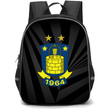 Brondby IF Football Club Backpack School Bag StudentPack - Logo In Black And Gray Stripe Background