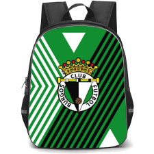 Burgos CF Backpack School Bag StudentPack - Burgos CF Logo On Green Abstract Background Football Club
