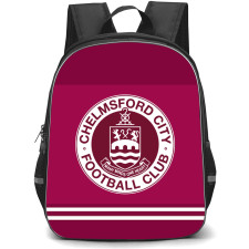 National League South Chelmsford City Backpack School Bag StudentPack - Large logo In Red And White Stripe Background
