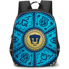 Club Universidad Nacional, A.C. Backpack School Bag StudentPack - Club Universidad Nacional, A.C. Logo with Folk Pattern Blue Background