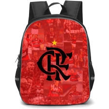 Clube de Regatas do Flamengo Backpack School Bag StudentPack - Clube de Regatas do Flamengo Logo with Players Collage Red Effect