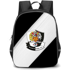 Dartford Football Club Backpack School Bag StudentPack - Dartford Football Club Logo with Diagonal Stripe Black White Effect