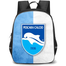 Delfino Pescara 1936 Backpack School Bag StudentPack - Logo Sky Blue In White Grunge Background