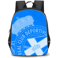 Deportivo De La Coruna Backpack School Bag StudentPack - Deportivo De La Coruna Large Half Logo On Skyblue Background Football Club