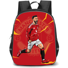 Bruno Fernandes Backpack StudentPack - Bruno Fernandes Manchester United Celebration Illustration Art On Red Background