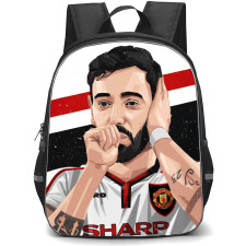 Bruno Fernandes Backpack StudentPack - Bruno Fernandes Manchester United Illustration Art On Stripe White Background