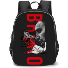 Bruno Fernandes Backpack StudentPack - Bruno Fernandes Signature Celebration And Side Portrait Grayscale Art Poster