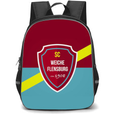 SC Weiche Flensburg 08 Football Club Backpack School Bag StudentPack - Logo In Red And Cyan Yellow Background