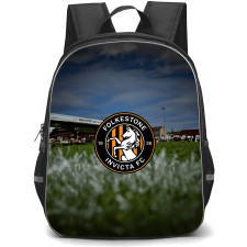 Folkestone Invicta Football Club Backpack School Bag StudentPack - Folkestone Invicta Football Club Stadium with Logo Grass View Effect