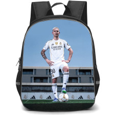 Franco Mastantuono Backpack School Bag StudentPack - Franco Mastantuono Poses With The Real Madrid jersey Poster