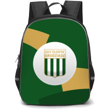 Olimpia Grudziadz Backpack School Bag StudentPack - Logo In Green And Beige Background