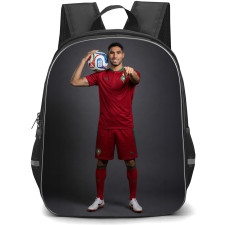 Achraf Hakimi Backpack School Bag StudentPack - Achraf Hakimi Morocco National Team Ball On Shoulder On Dark Background