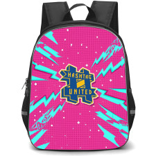 Hashtag United Football Club Backpack School Bag StudentPack - Hashtag United Football Club with Logo Comic Burst Zigzag Stripe Pink Effect