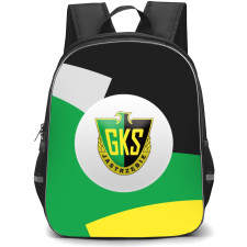 GKS Jastrzebie Backpack School Bag StudentPack - Logo In Green White And Yellow Background