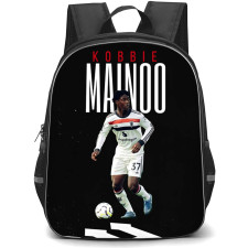 Kobbie Mainoo Backpack StudentPack - Kobbie Mainoo Manchester United Dribbling On Word Art Black Background