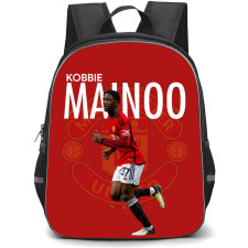 Kobbie Mainoo Backpack StudentPack - Kobbie Mainoo Manchester United Running On Red Background