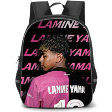 Lamine Yamal Backpack StudentPack - Lamine Yamal 19 Standing Back On World Art Dark Background